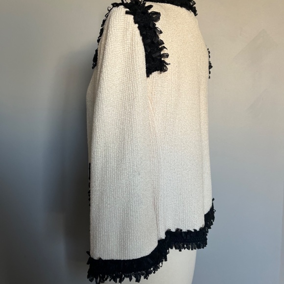 St. John Collection Cream Black Applique Knit Crepe Evening Dress Jacket‎ Blazer - Picture 7 of 12